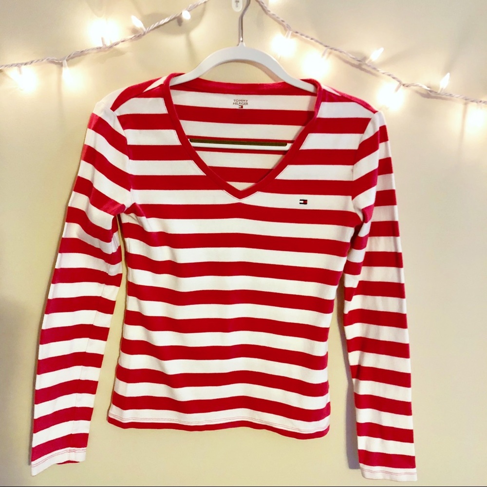 Tommy Hilfiger | Pink & White Striped Long Sleeve